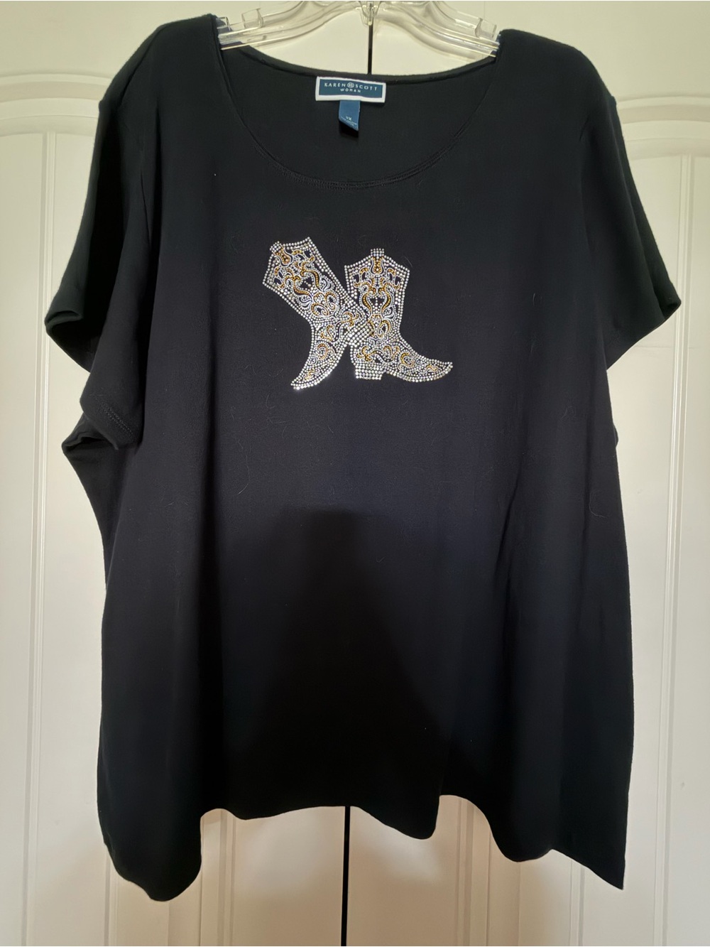Scott Black Short-Sleeve Tee with Rhinestone Boot Graphic